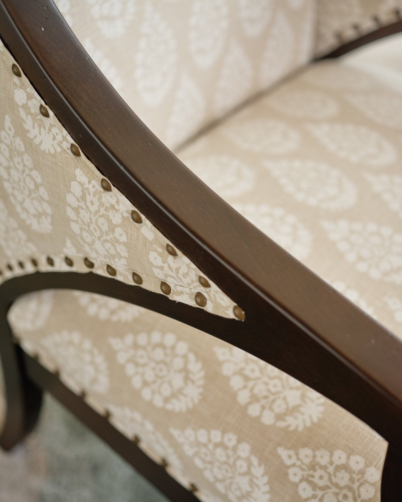 Gymkhana Arm Chair Block Print Beige - Marble Lotus - Gymkhana Arm Chair Block Print Beige