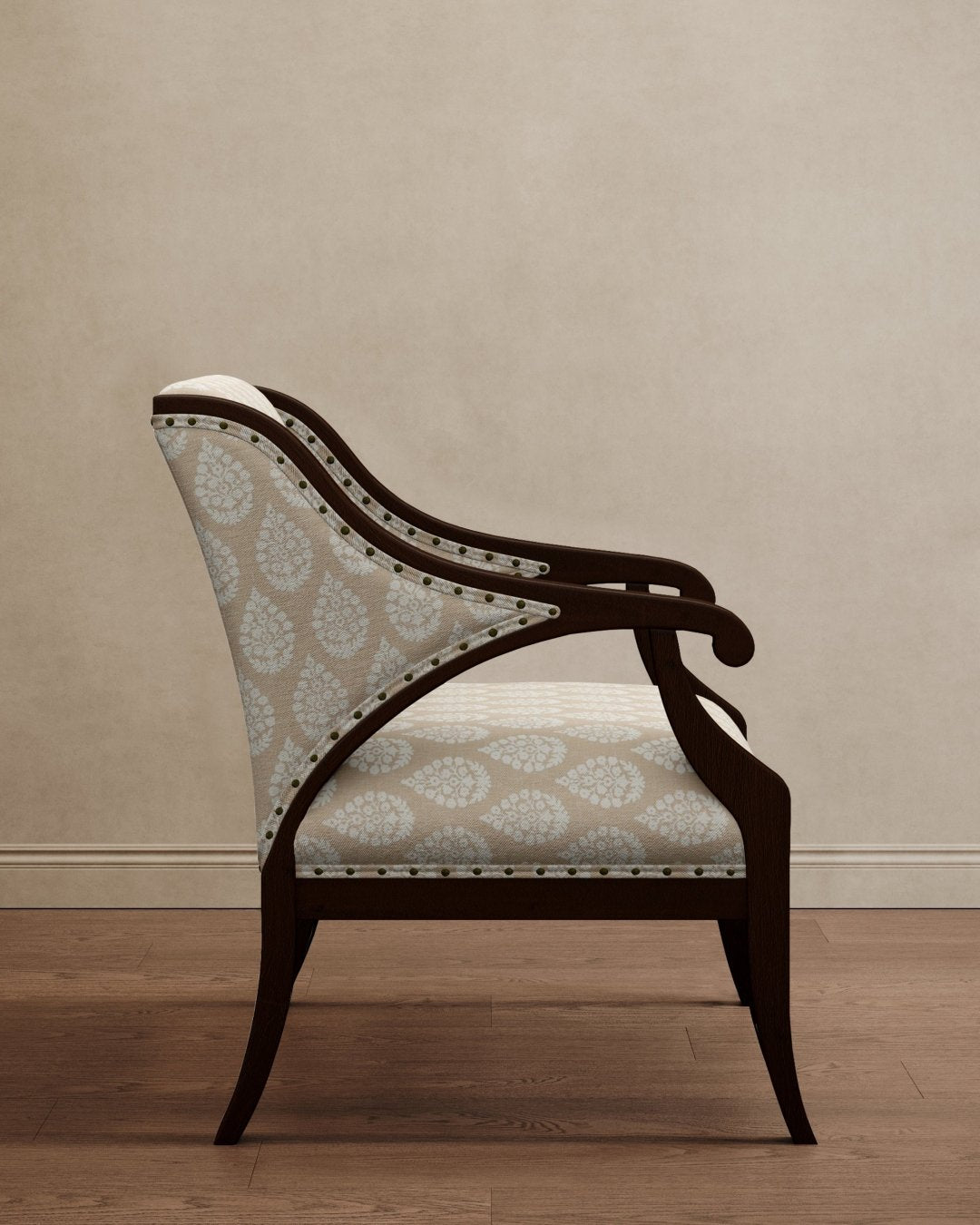 Gymkhana Arm Chair Block Print Beige - Marble Lotus - Gymkhana Arm Chair Block Print Beige