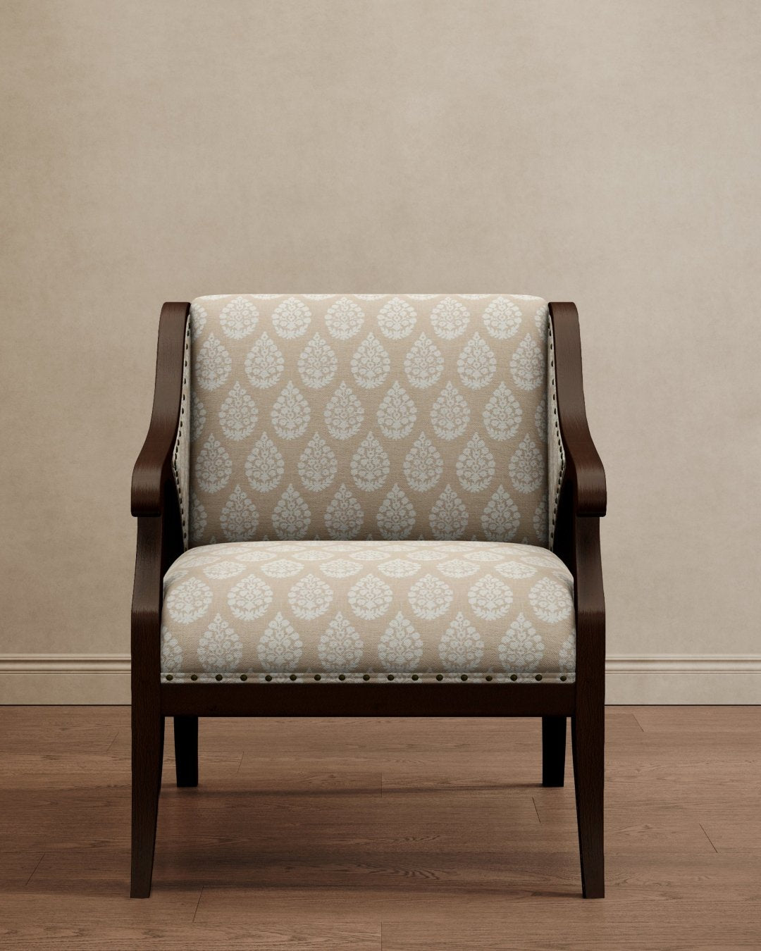 Gymkhana Arm Chair Block Print Beige - Marble Lotus - Gymkhana Arm Chair Block Print Beige