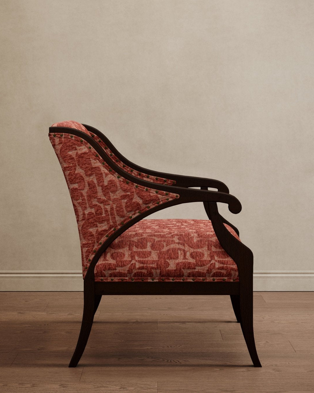 Gymkhana Arm Chair Patterned Brick Red - Marble Lotus - Gymkhana Arm Chair Patterned Brick Red
