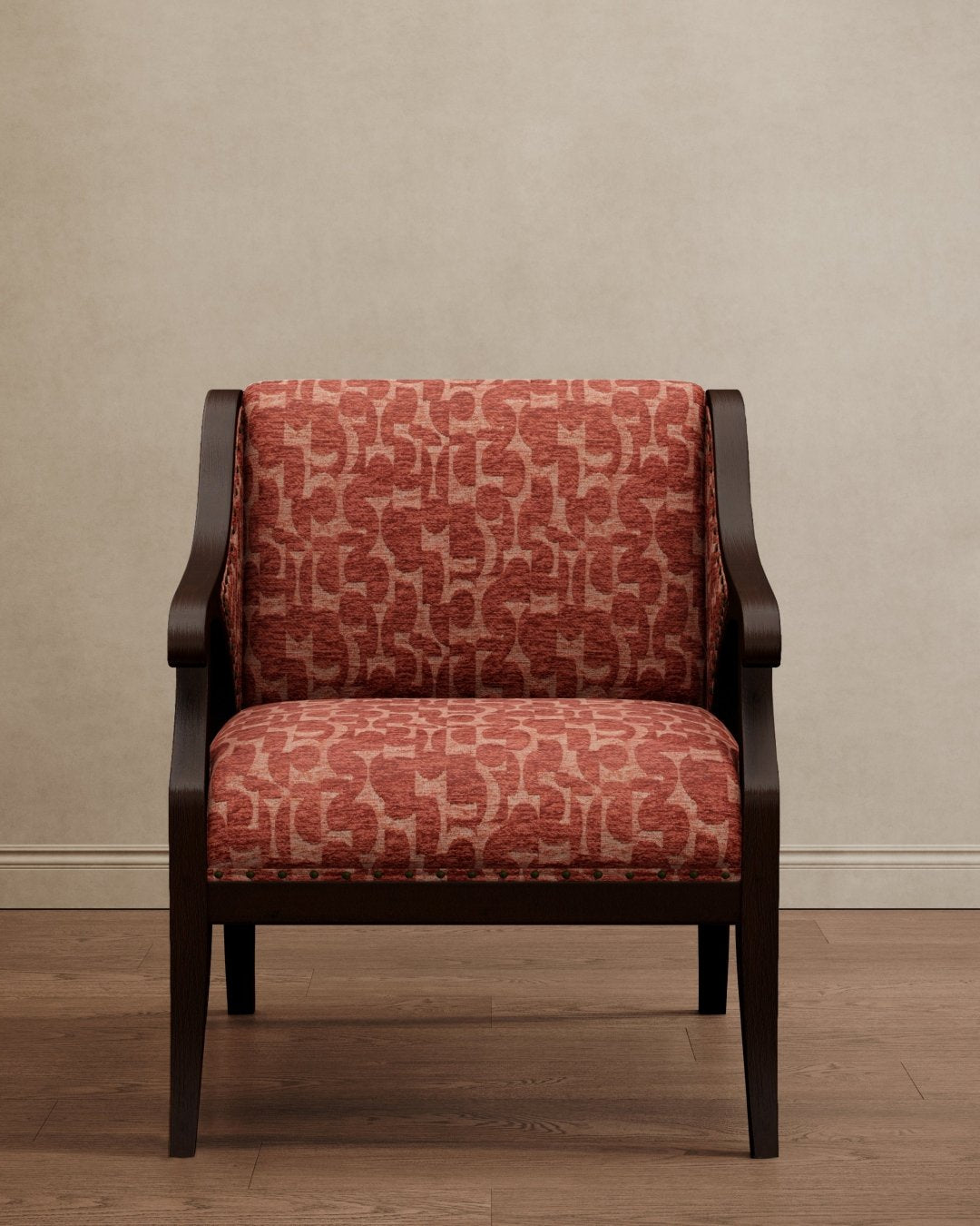 Gymkhana Arm Chair Patterned Brick Red - Marble Lotus - Gymkhana Arm Chair Patterned Brick Red