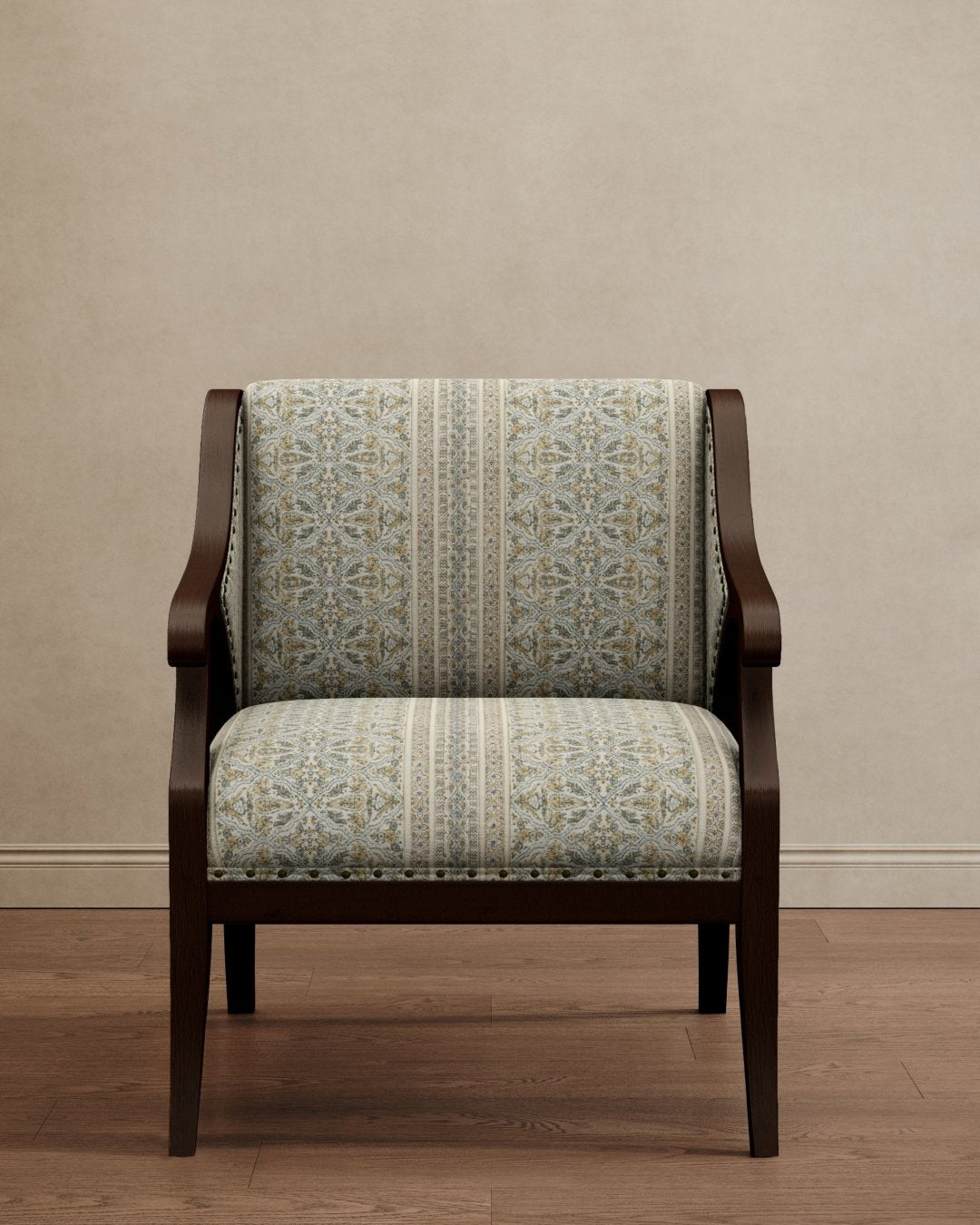Gymkhana Arm Chair Powder Blue Paisley - Marble Lotus - Gymkhana Arm Chair Powder Blue Paisley