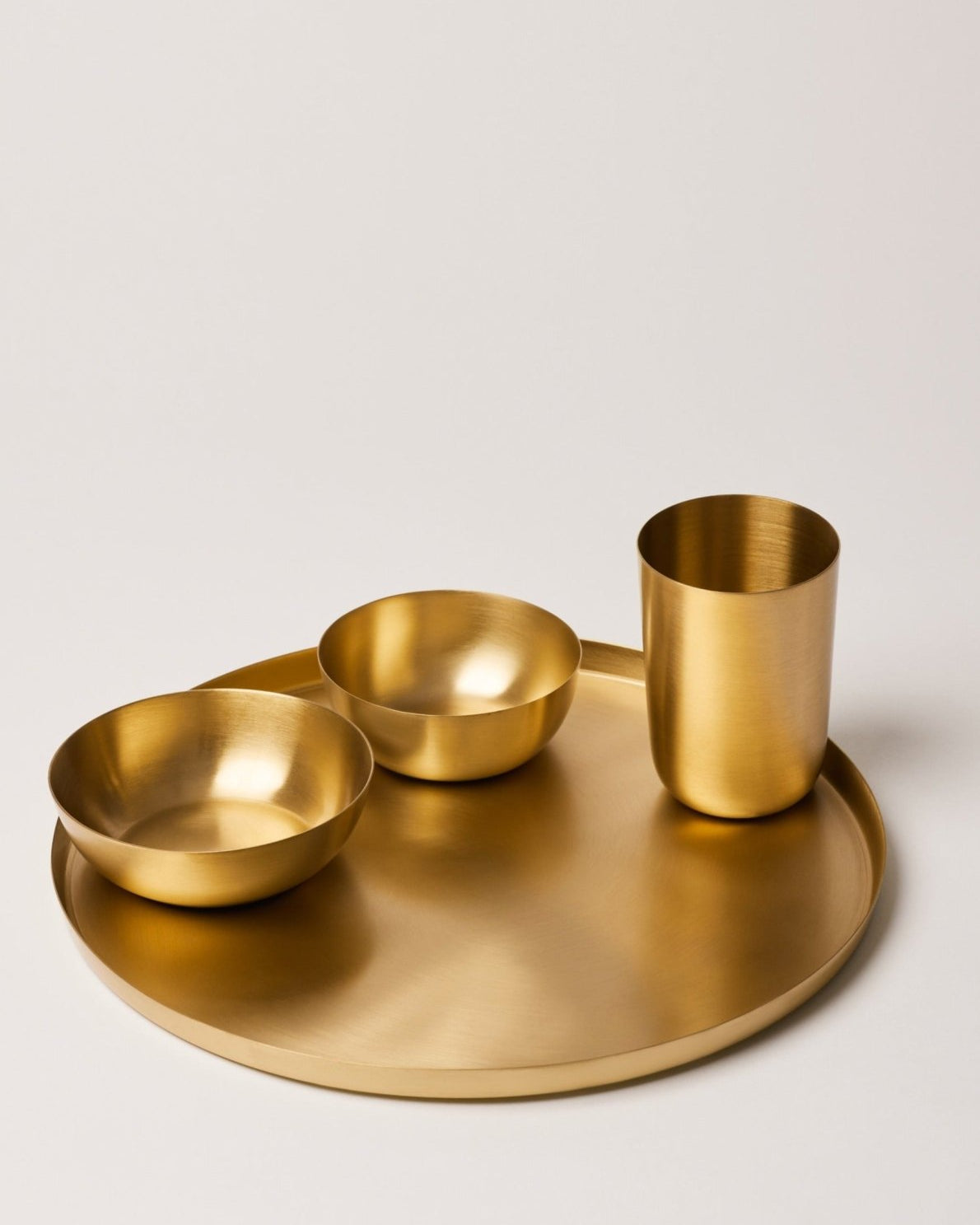 Heirloom Brass Dinner 4 Pcs Set - Marble Lotus - Heirloom Brass Dinner Set - Fleck