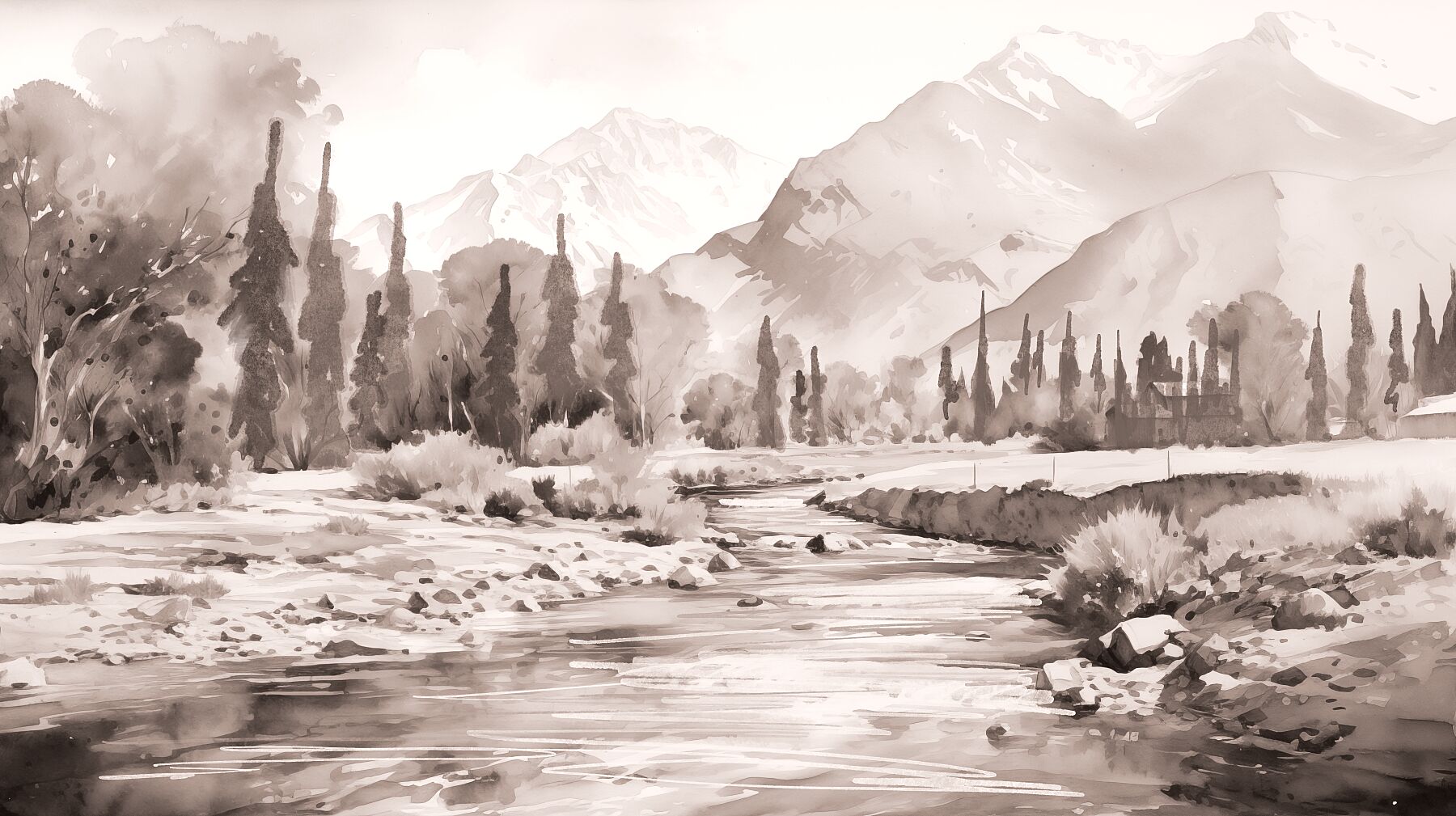 Hunza River, Pakistan | Watercolor Fine Art Giclée Print - Marble Lotus - Hunza River, Northern Pakistan Artwork