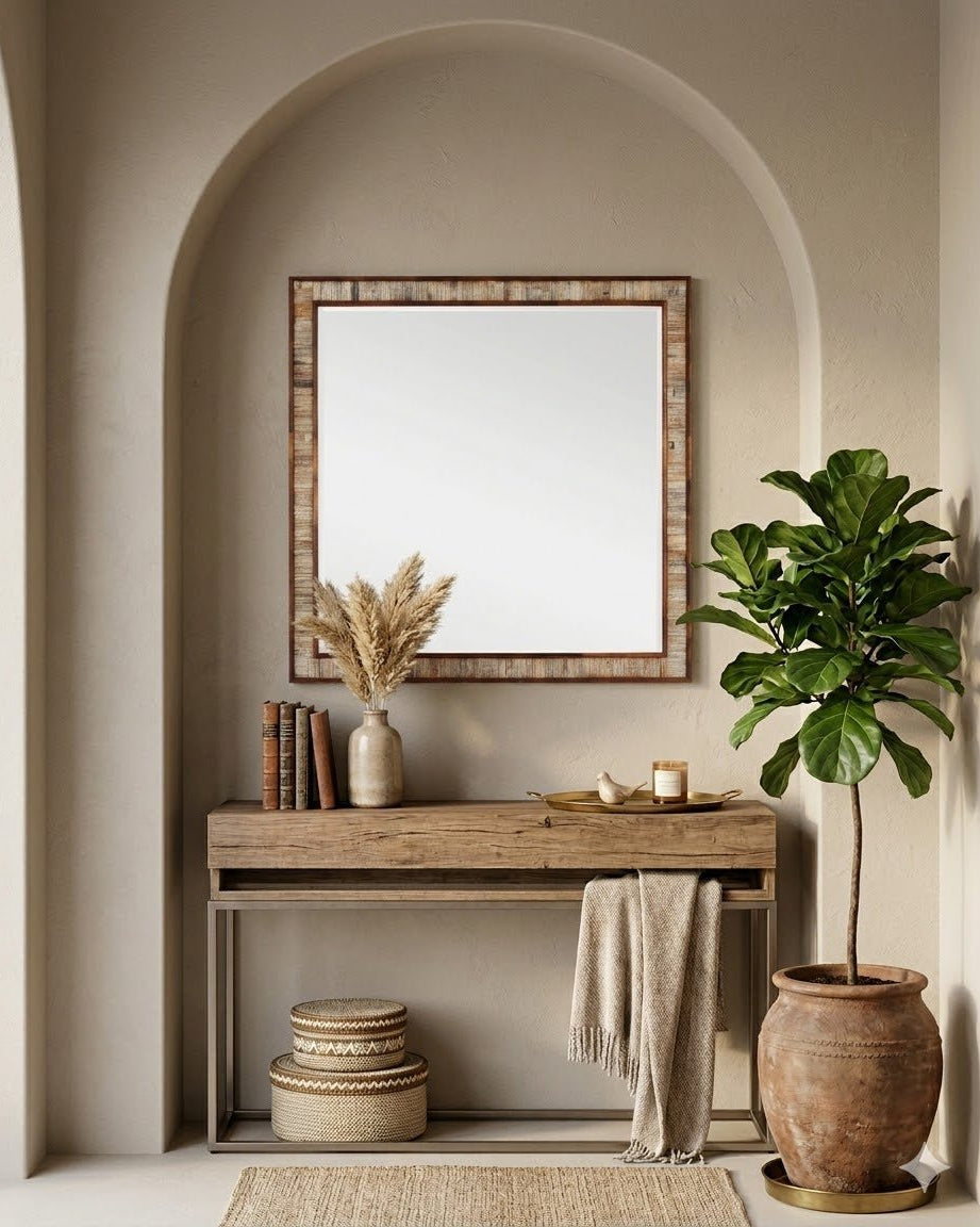 Hyson Large Square Mirror - Marble Lotus - Hyson Large Square Mirror