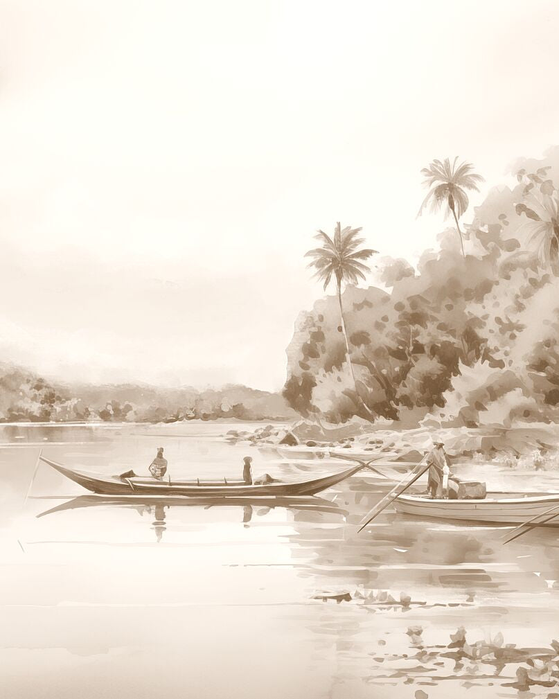 Ichamati River, Bangladesh | Watercolor Fine Art Giclée Print - Marble Lotus - Isomati River, Bangladesh Artwork