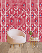 IKAT Raspberry - Marble Lotus - Ikat Pink Wallpaper