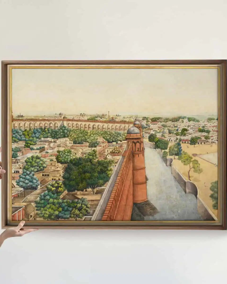 Imperial Delhi Vintage Indian Frameless Painting Wall Art Digital Print Poster 36 x 48 inches - Marble Lotus - Buy Imperial Delhi Vintage Indian Painting Wall Art