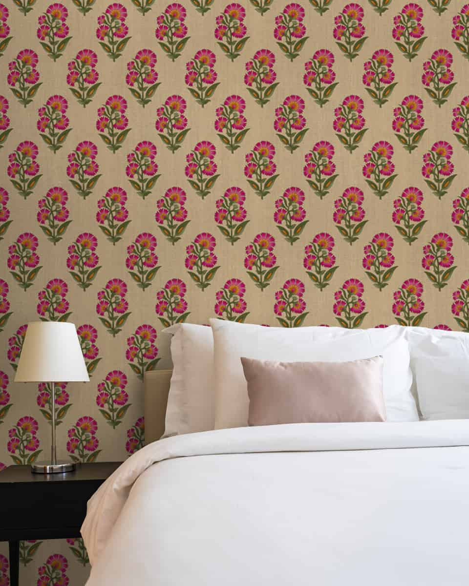 Indian Floral Theme Repeat Design Wallpaper, Luxury - Marble Lotus - Indian Floral Theme Repeat Design Wallpaper, Luxury