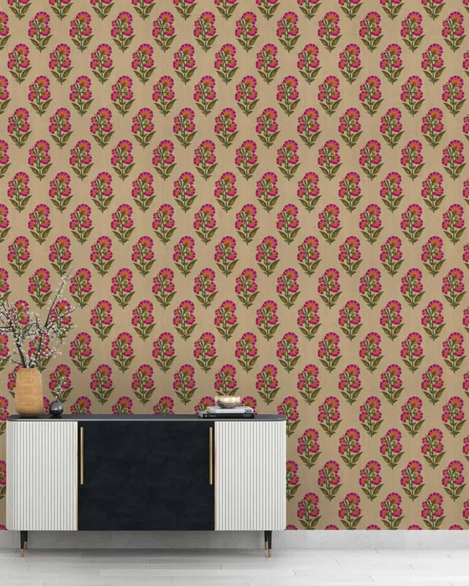 Indian Floral Theme Repeat Design Wallpaper, Luxury - Marble Lotus - Buy Indian Floral Theme Repeat Design Wallpaper | Marble Lotus