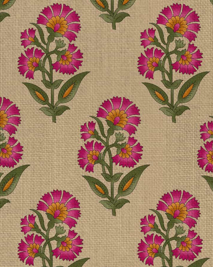 Indian Floral Theme Repeat Design Wallpaper, Luxury - Marble Lotus - Shop Indian Floral Theme Repeat Design Wallpaper | Marble Lotus