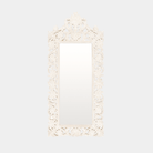 Indian Wood Hand Carved Mirror - Marble Lotus - Indian Wood Hand Carved Mirror.
