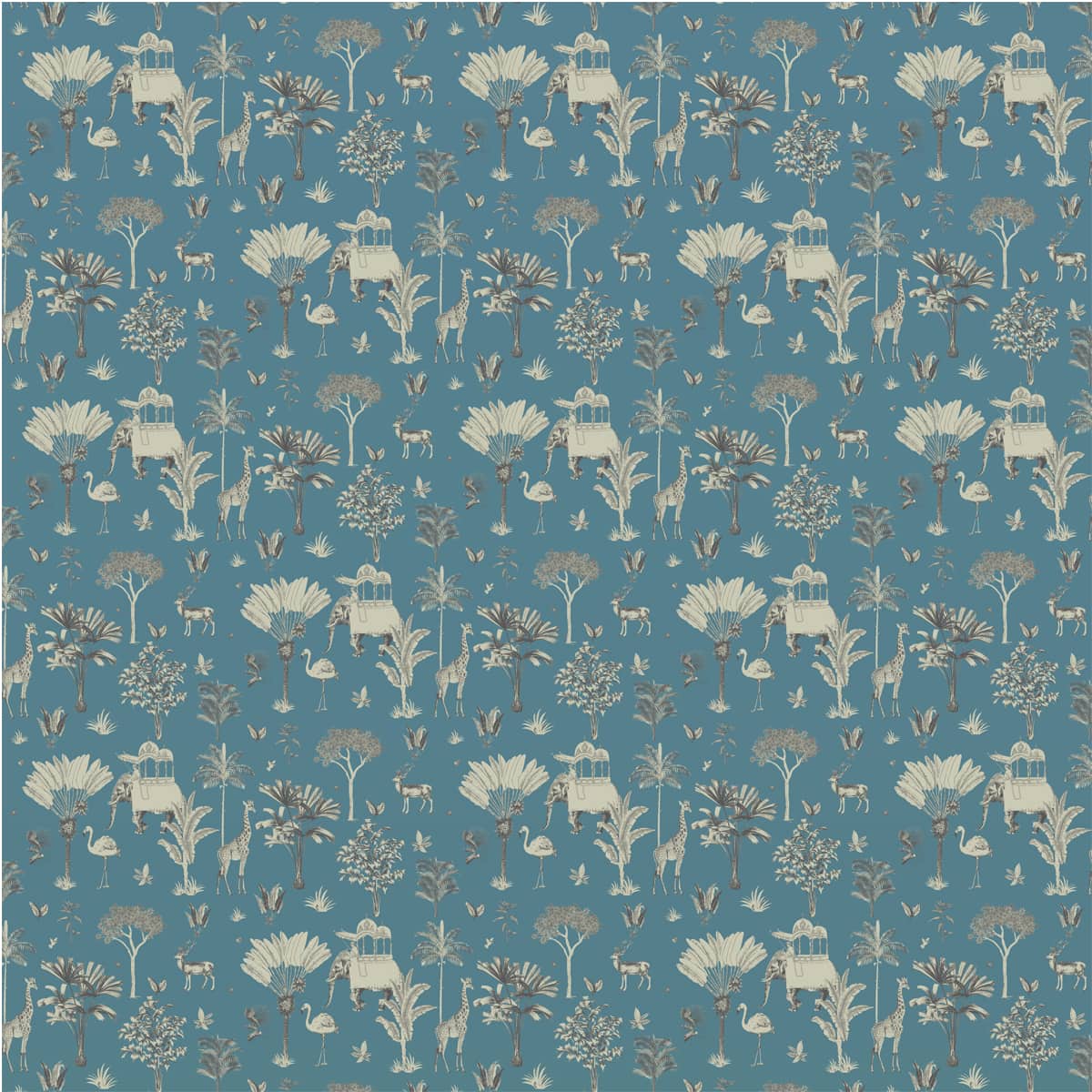 Itihaas, Indian Theme Room Wallpaper, Blue - Marble Lotus - Get Itihas Indian Tropical Theme Wallpaper (Blue) | Marble Lotus