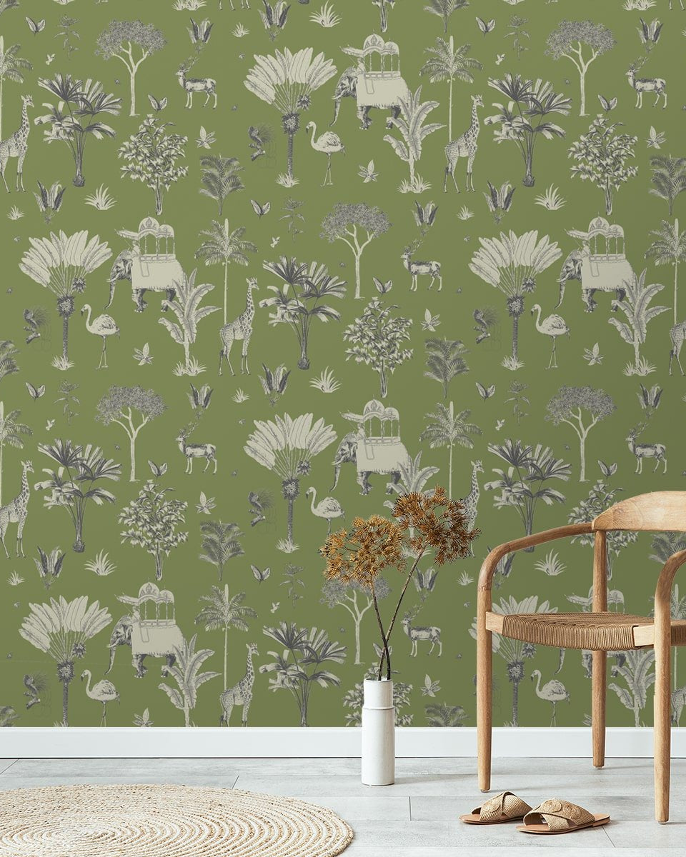 Itihaas, Indian Theme Room Wallpaper, Green - Marble Lotus - Buy Itihaas Indian Theme Room Wallpaper (Green)| Marble Lotus