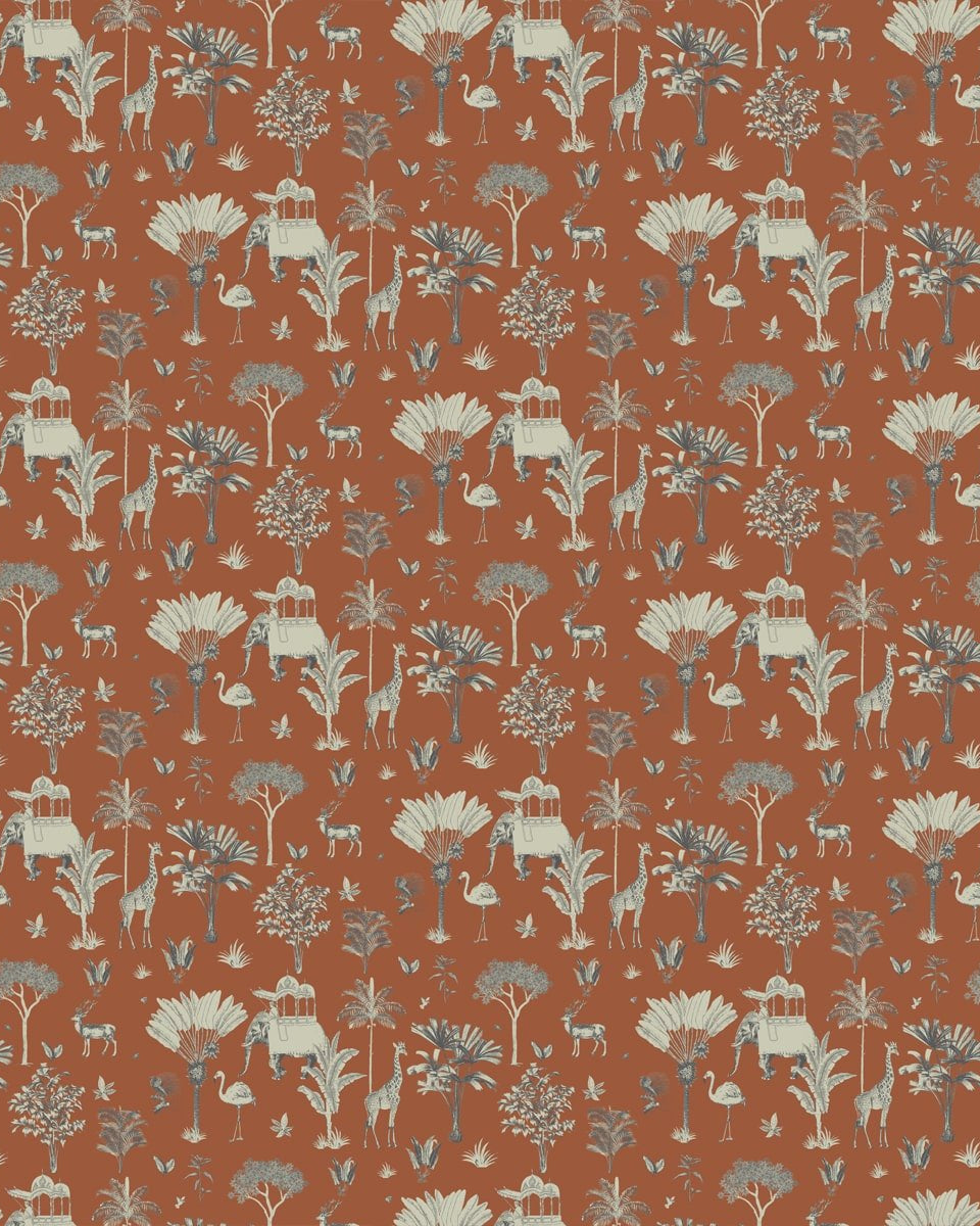 Itihaas, Indian Theme Room Wallpaper, Red - Marble Lotus - Itihaas, Indian Theme Room Wallpaper, Red