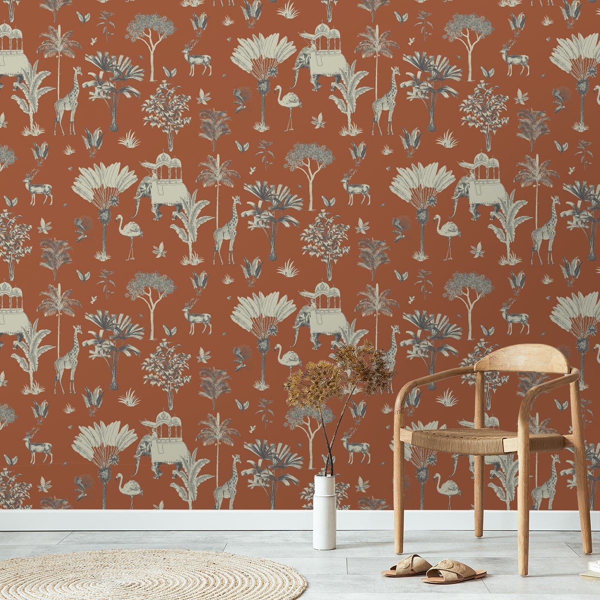 Itihaas, Indian Theme Room Wallpaper, Red - Marble Lotus - Itihaas Indian Theme Room Wallpaper (Red). Order now | Marble Lotus