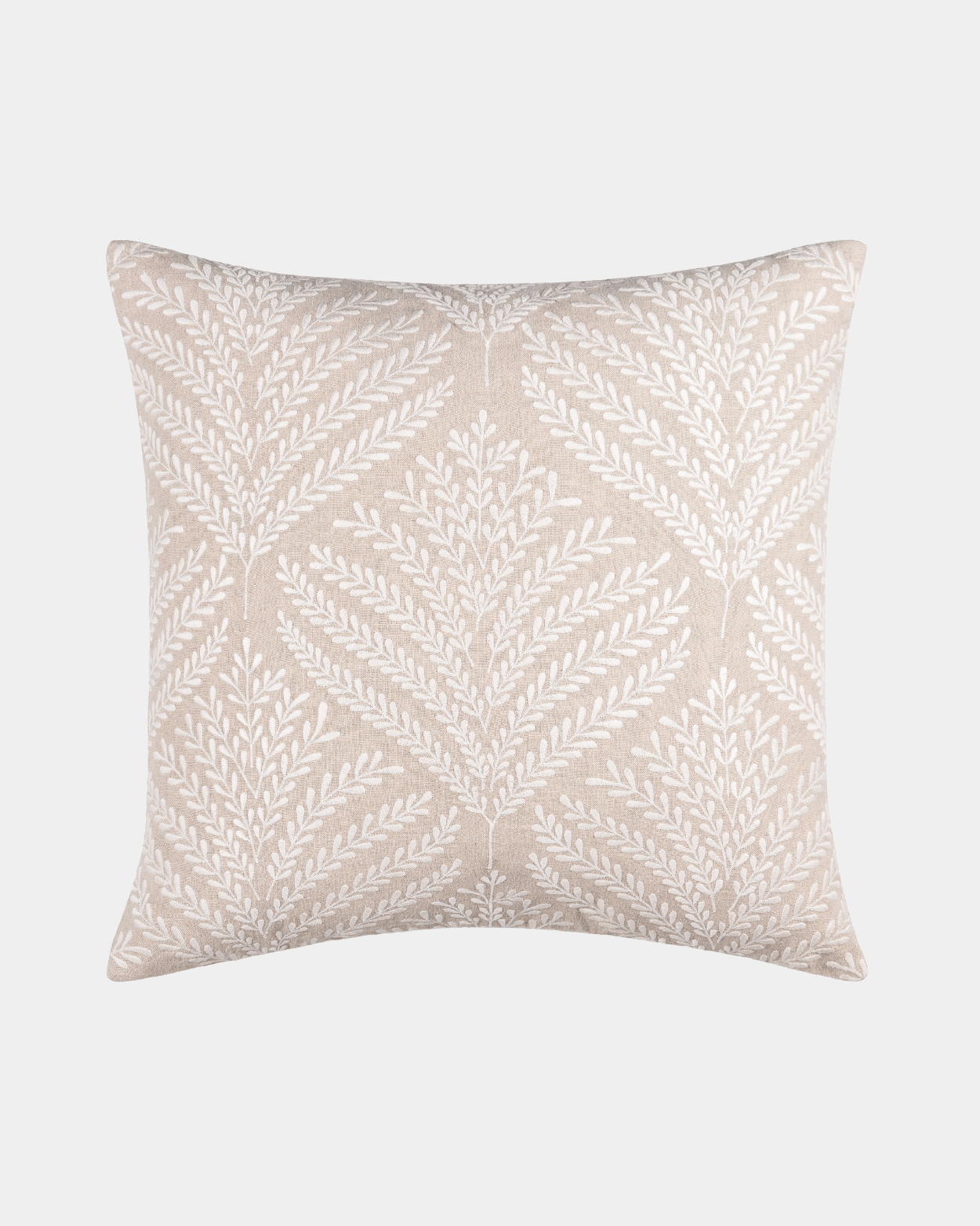 Ivory Linen Embroidered Pillow - Marble Lotus - White Linen Embroidered Pillow. Shop today.