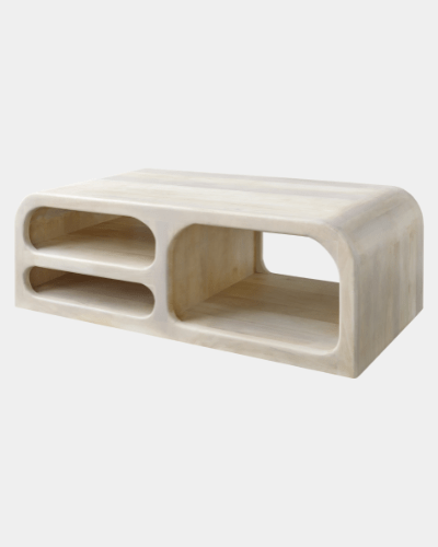 Ivory Mango Wood Coffee Table - Marble Lotus - Ivory Mango Wood Coffee Table.