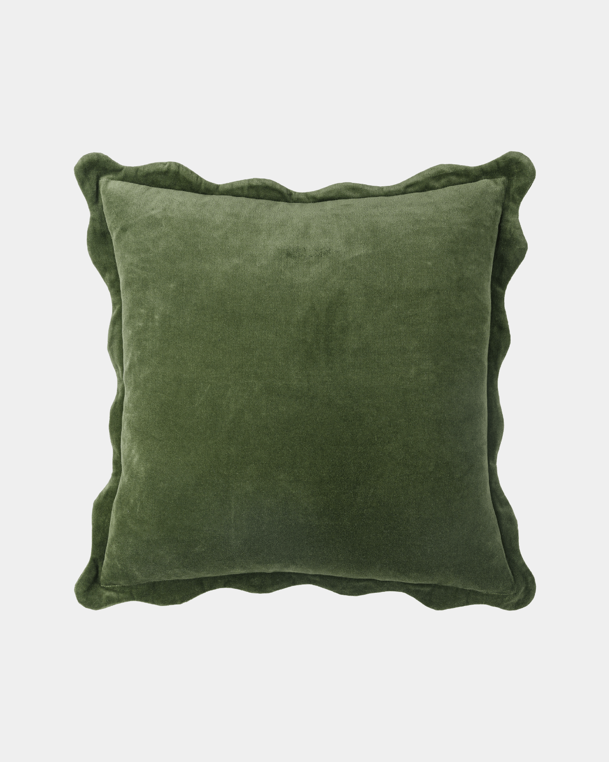 Ivy Green Cotton Scallop Edge Pillow - Marble Lotus - Green Cotton Scallop Edge Pillow.