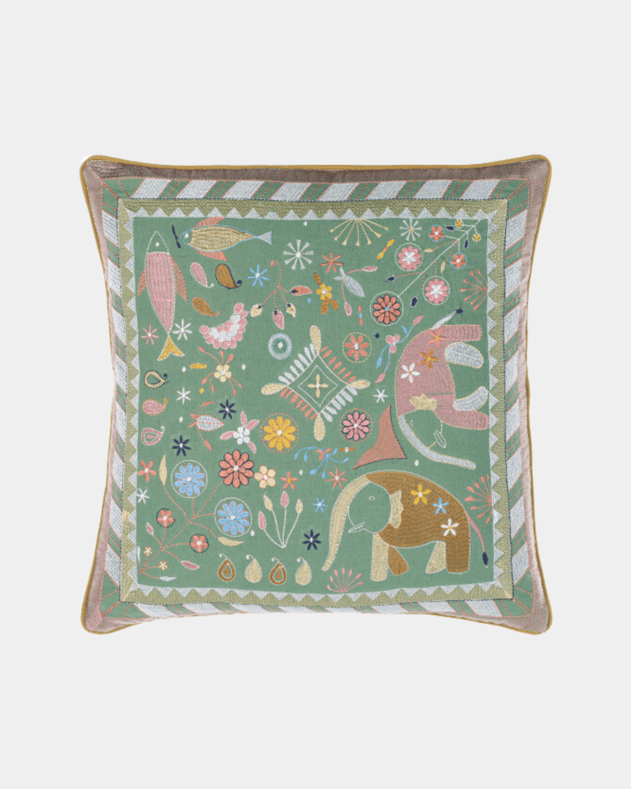 Jaipur Elephant Embroidered Pure Cotton Pillow - Marble Lotus - Buy Jaipur Elephant Embroidered Pure Cotton Pillow | Marble Lotus