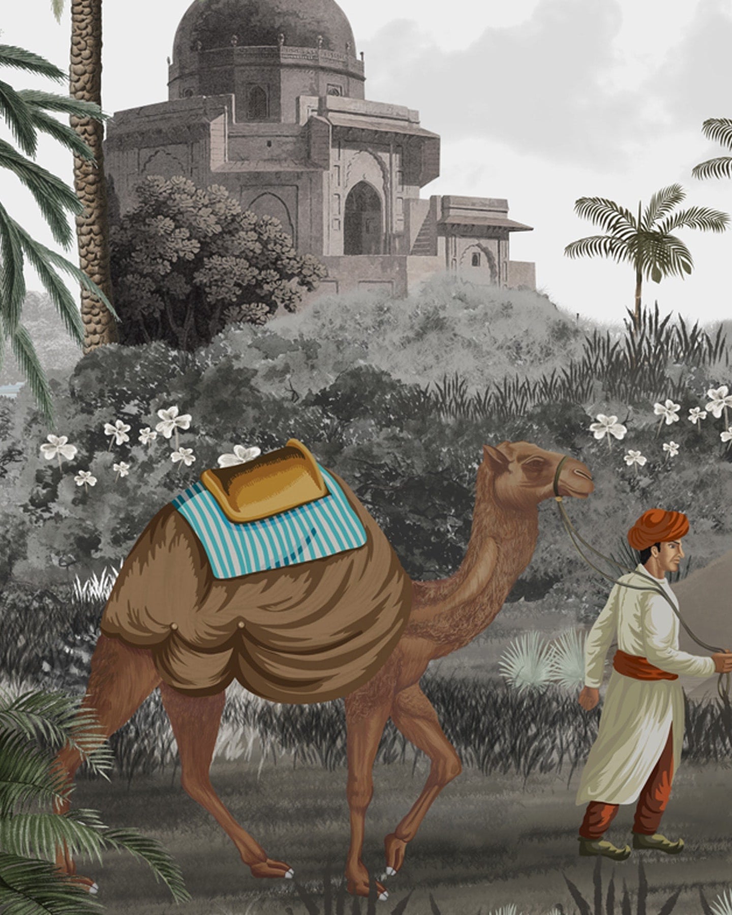 Jodhpur, A Rich Rajasthan Theme Wallpaper, Customised - Marble Lotus - Buy Jodhpur Indian Rajasthan Grey Wallpaper