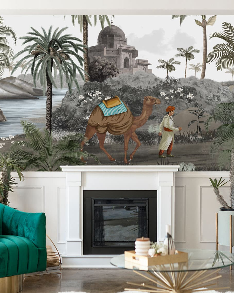 Jodhpur, A Rich Rajasthan Theme Wallpaper, Customised - Marble Lotus - Buy Jodhpur Indian Rajasthan Grey Wallpaper | Marble Lotus