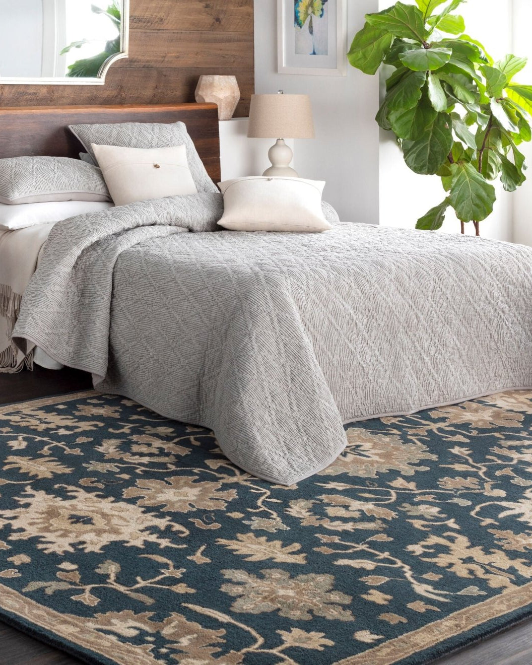 Joslyn Silver Accent Mirror - Marble Lotus - Joslyn Silver Accent Mirror