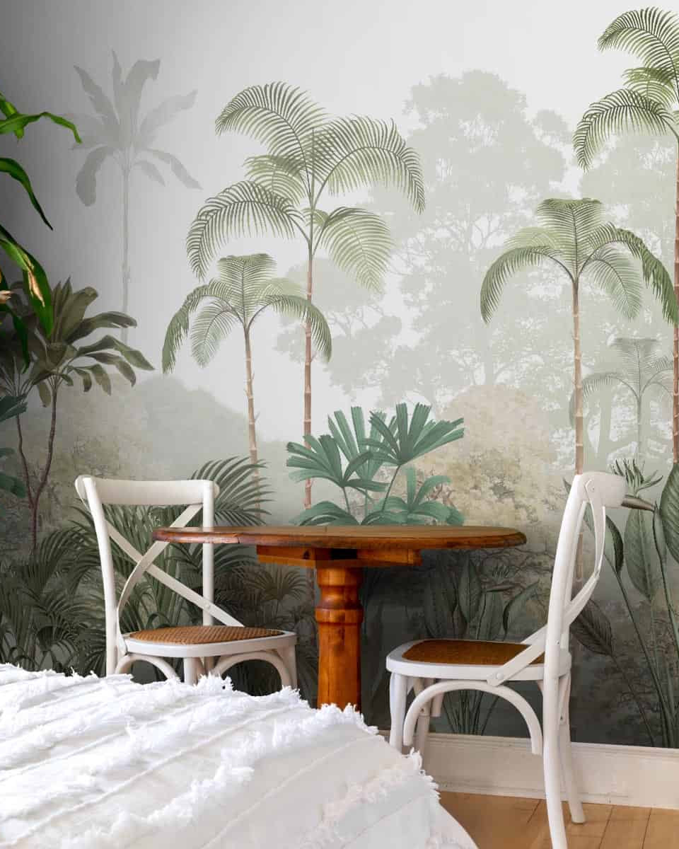 Kaira, Nature Theme Wallpaper for Rooms, Green, Customised - Marble Lotus - Kaira, Nature Theme Wallpaper for Rooms, Green, Customised