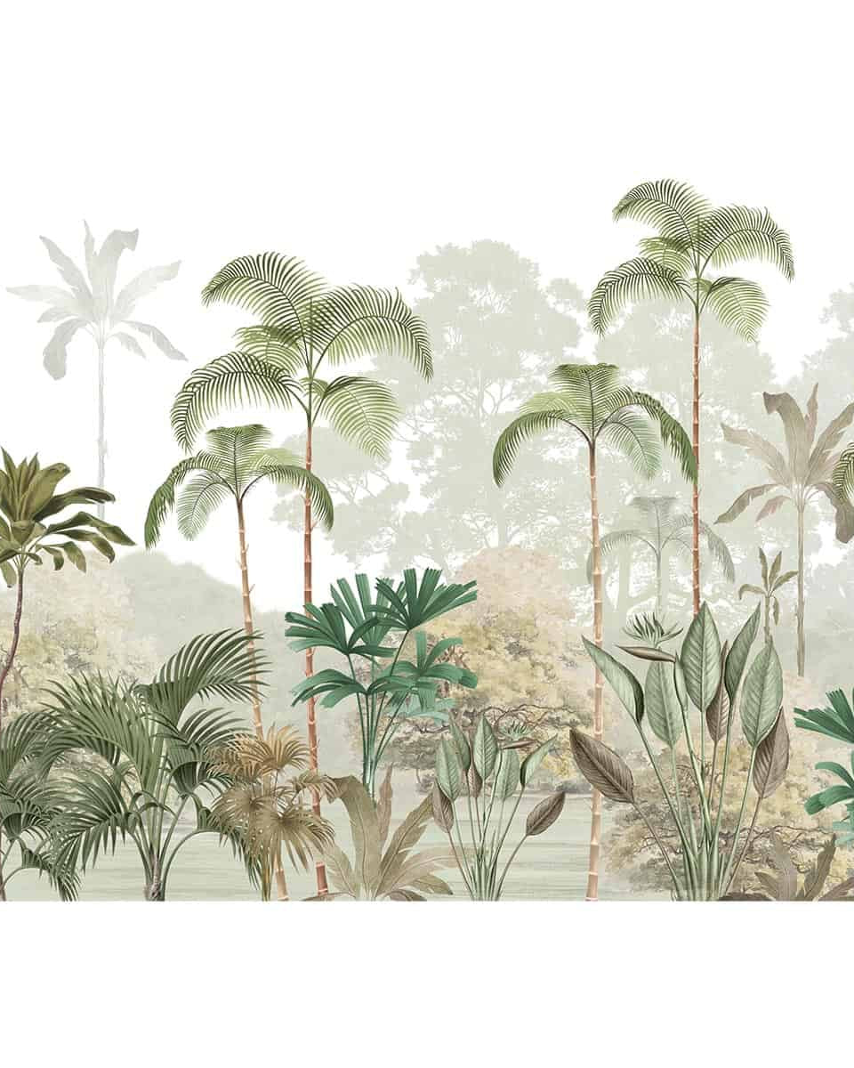 Kaira, Nature Theme Wallpaper for Rooms, Green, Customised - Marble Lotus - Kaira, Nature Theme Wallpaper for Rooms, Green, Customised