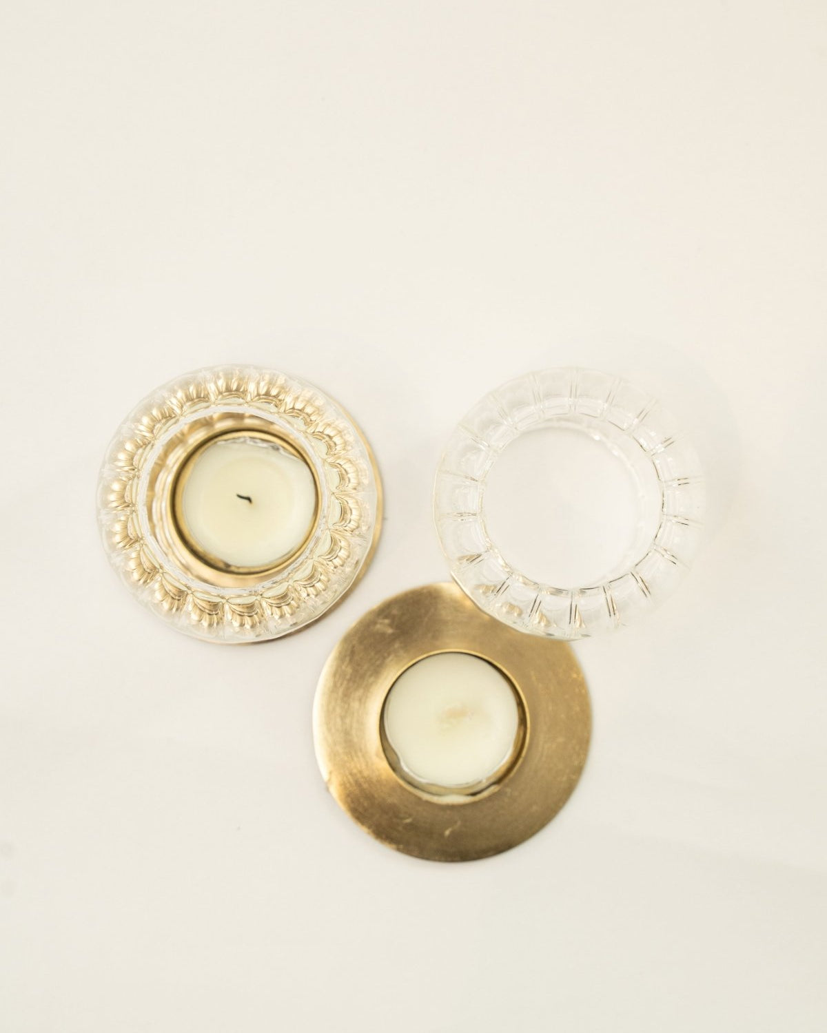 Kira Glass Lantern - Set of 2 - Marble Lotus - Kira Glass Lantern - Set of 2 - Marble Lotus