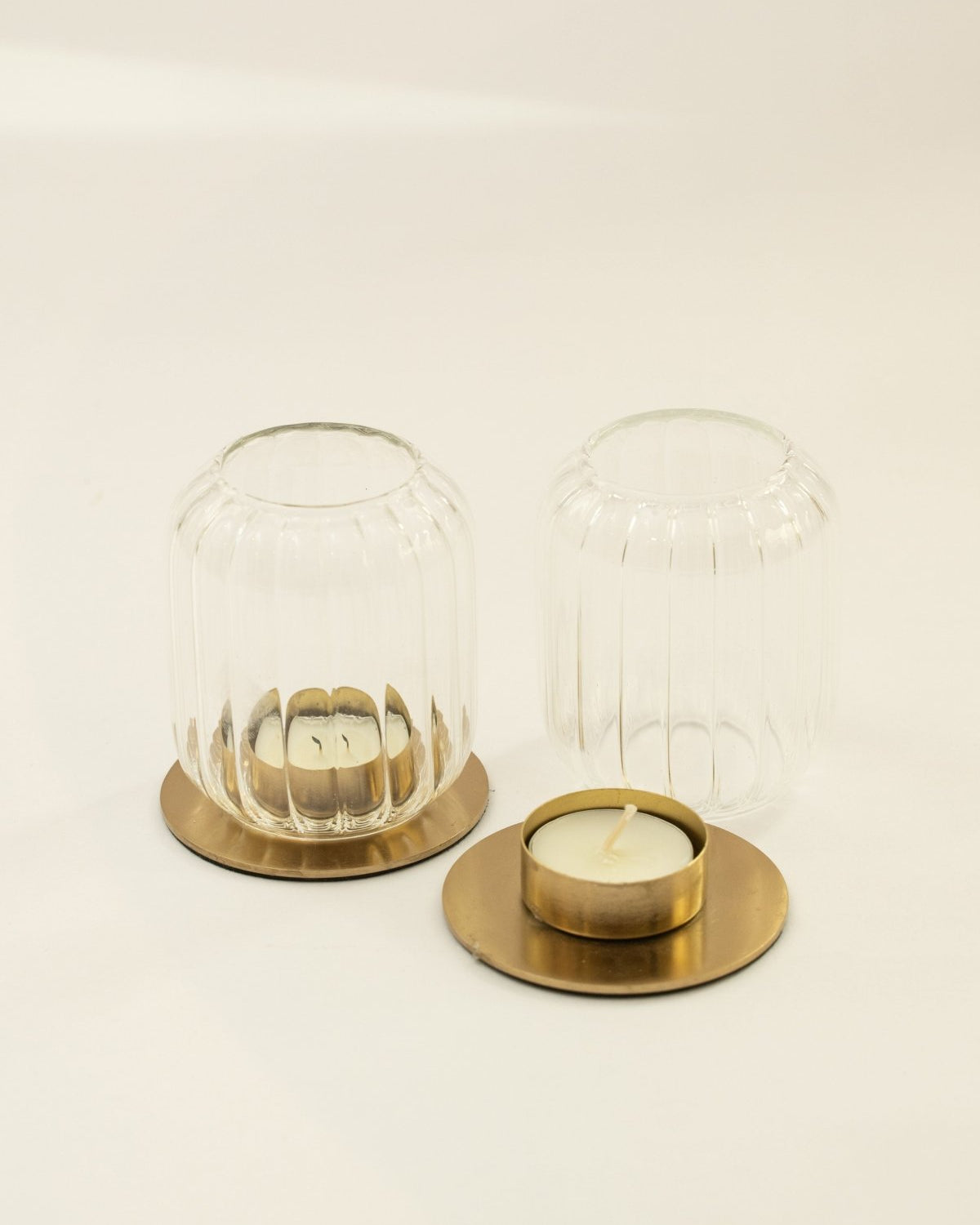 Kira Glass Lantern - Set of 2 - Marble Lotus - Kira Glass Lantern - Set of 2 - Marble Lotus