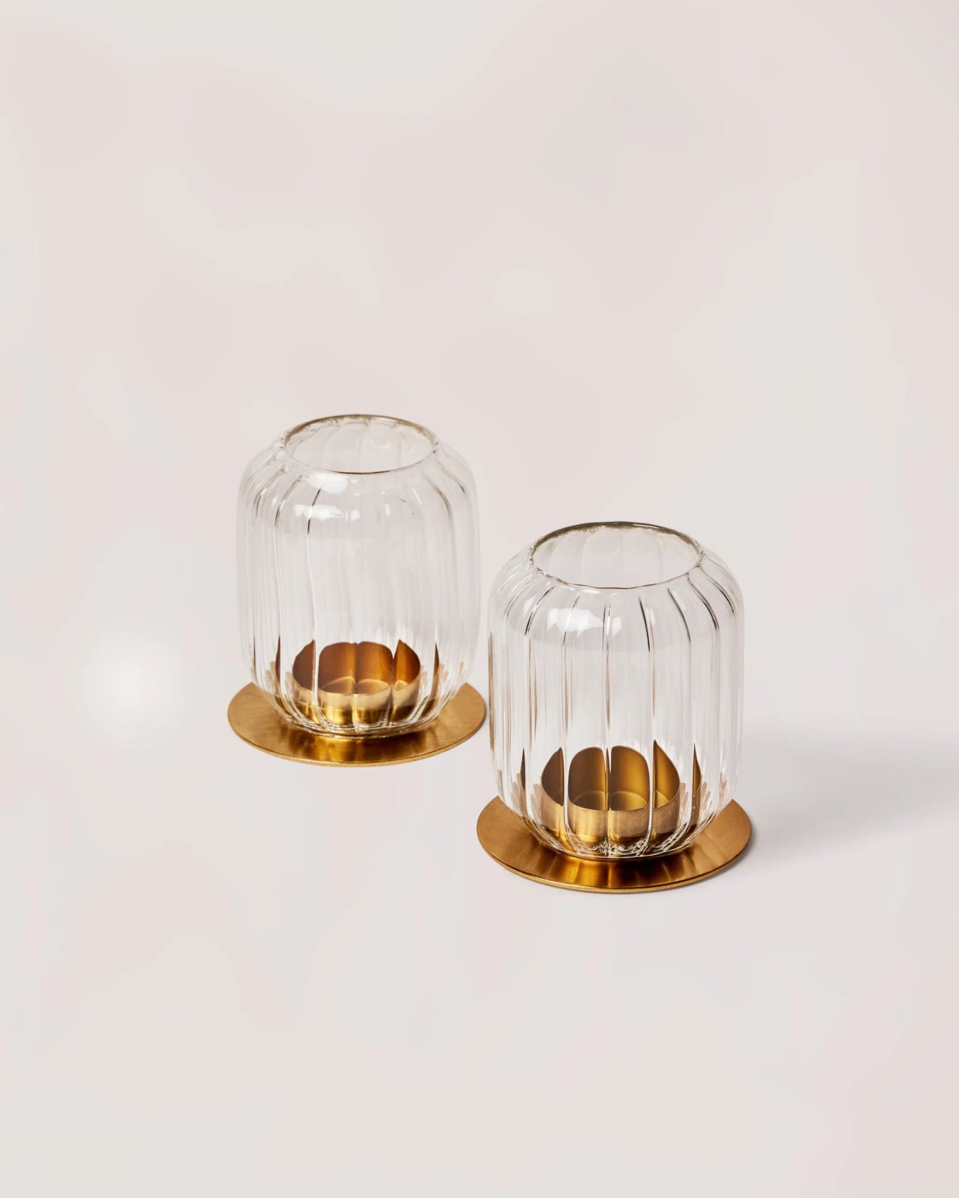 Kira Glass Lantern - Set of 2 - Marble Lotus - Kira Glass Lantern - Set of 2