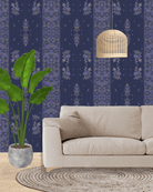 KOROND FLORAL Clematis Wallpaper - Marble Lotus - Korond Floral Clematis Blue Wallpaper