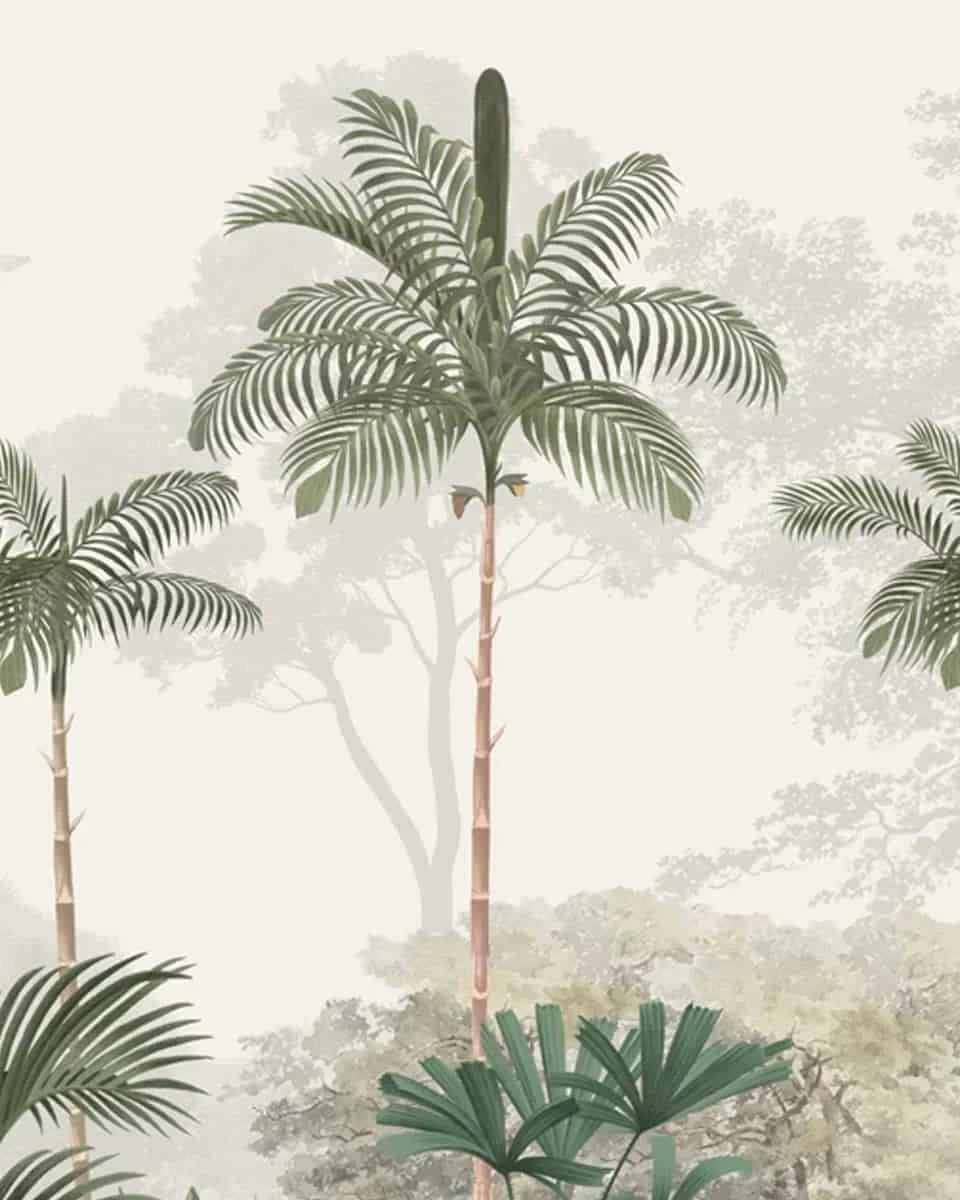 Kovalam Paradise, Palms Wallpaper for Rooms, Green, Customised - Marble Lotus - Shop Kovalam Paradise, Palms Wallpaper for Rooms, Green, Customised