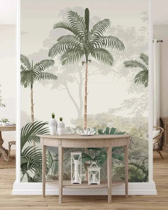 Kovalam Paradise, Palms Wallpaper for Rooms, Green, Customised - Marble Lotus - Buy Kovalam Paradise, Palms Wallpaper for Rooms, Green, Customised