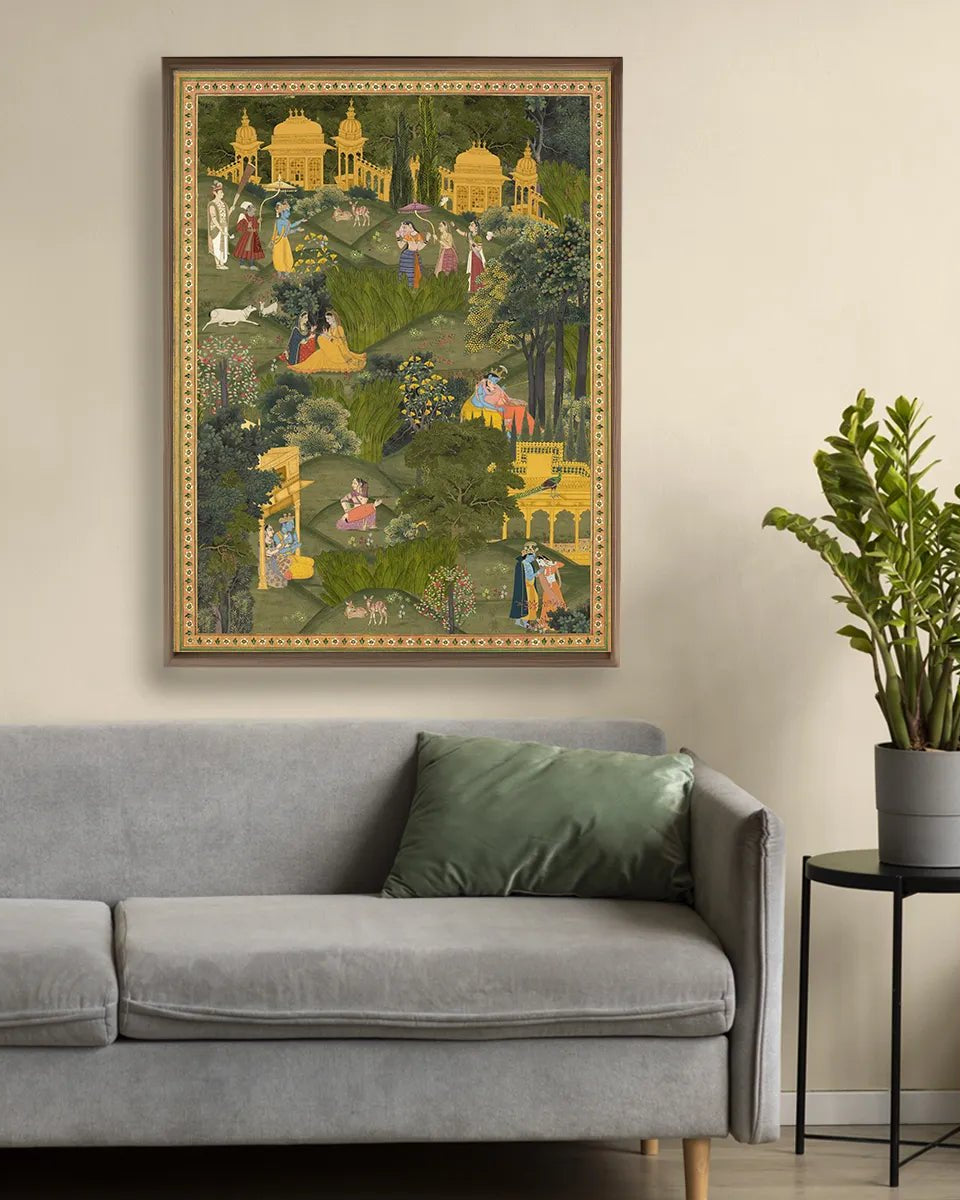 Krishna Leela Indian Painting Frameless Wall Art Digital Print Poster 36 x 48 inches Wall Art - Marble Lotus - Buy Krishna Leela Indian Painting Wall Art |