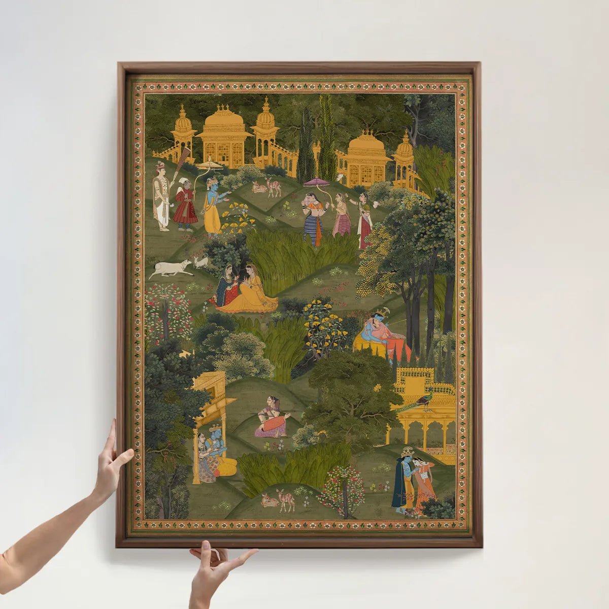 Krishna Leela Indian Painting Frameless Wall Art Digital Print Poster 36 x 48 inches Wall Art - Marble Lotus - Krishna Leela Indian Painting Wall Art | Life n Colors