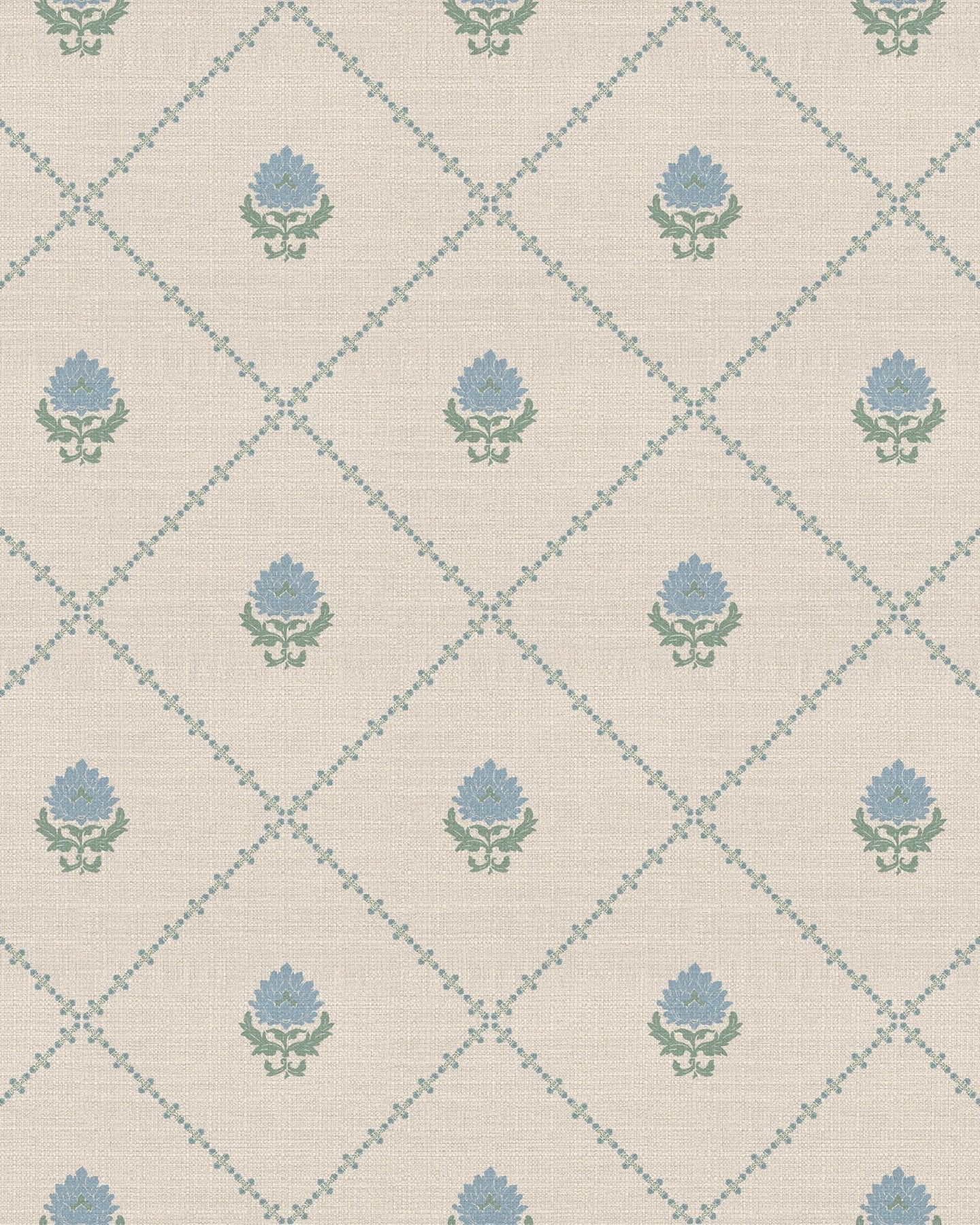 Kusum Jaal – Blue on Beige - Marble Lotus - Kusum Jaal – Blue on Beige