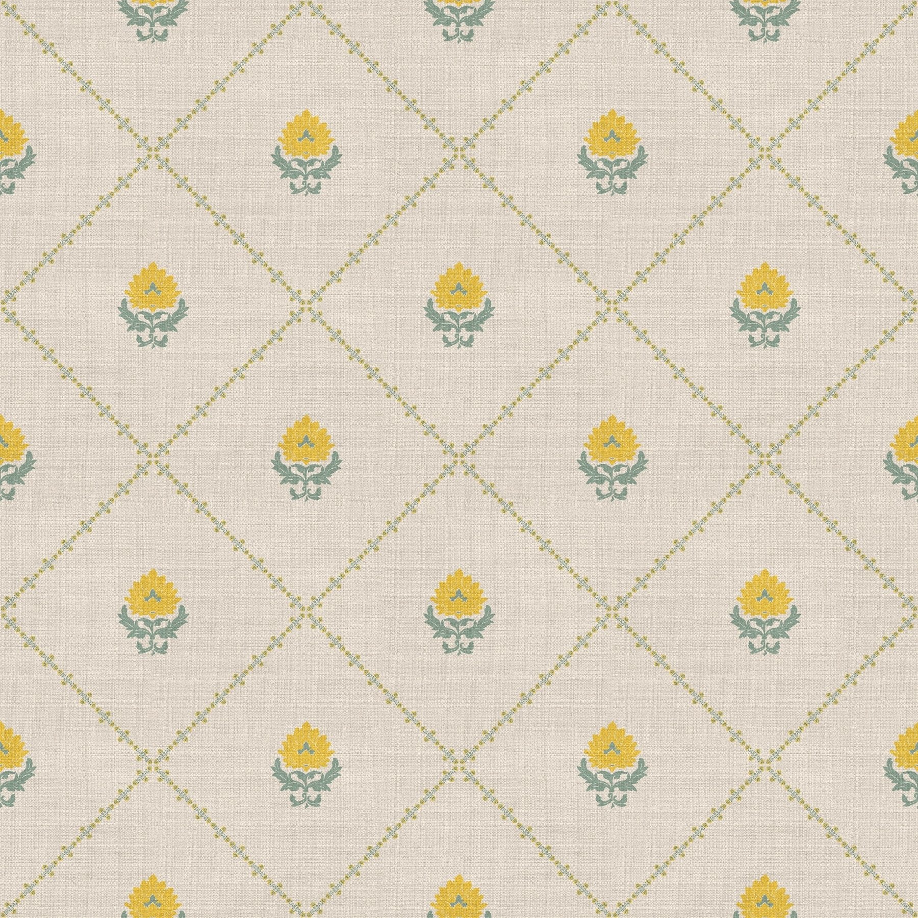 Kusum Jaal – Yellow on Beige - Marble Lotus - Kusum Jaal – Yellow on Beige
