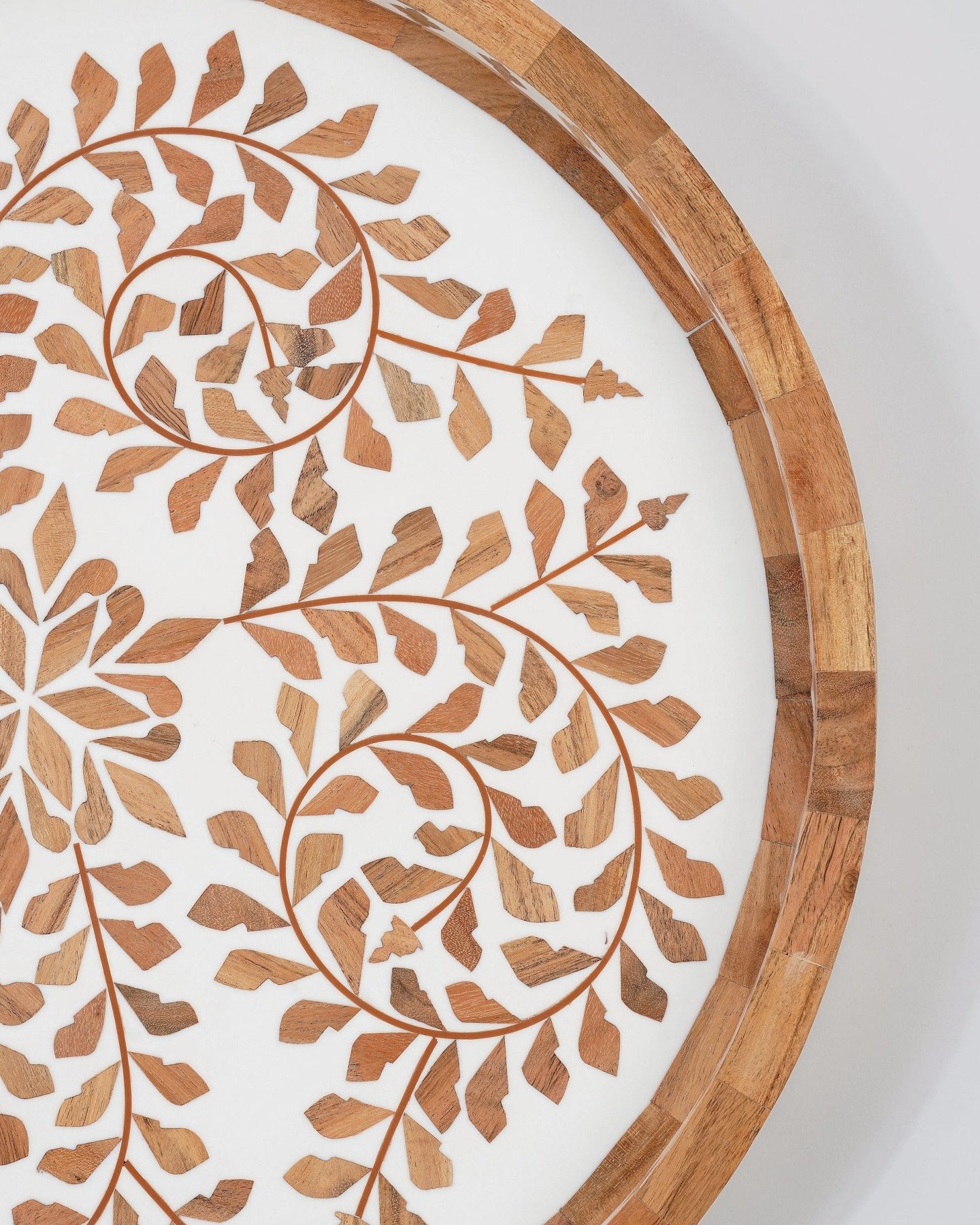 Large Wooden Inlay Tray 18" - Marble Lotus - Shop Wooden Inlay Tray at Marble Lotus