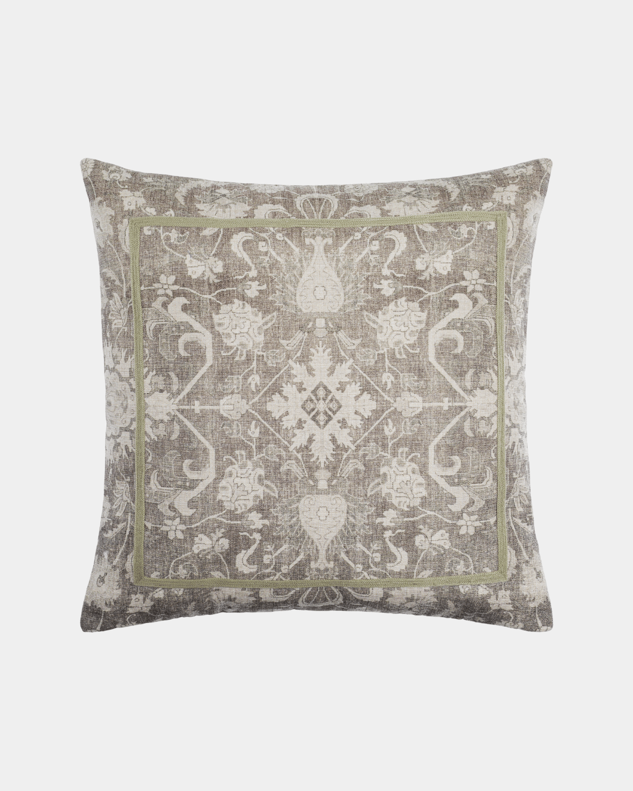 Light Sage Brocade Cotton Pillow - Marble Lotus - Light Sage Brocade Cotton Pillow | Marble Lotus