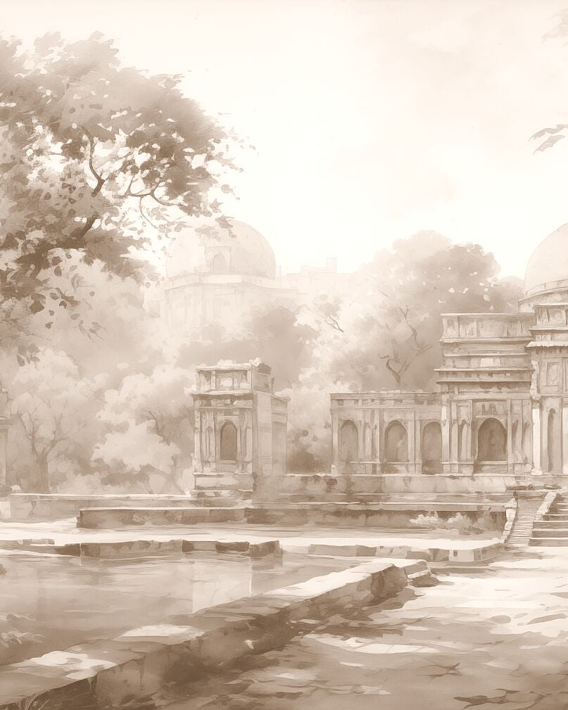 Lodhi Gardens, Delhi | Watercolor Fine Art Giclée Print - Marble Lotus - Lodhi Gardens in Delhi Wallpaper
