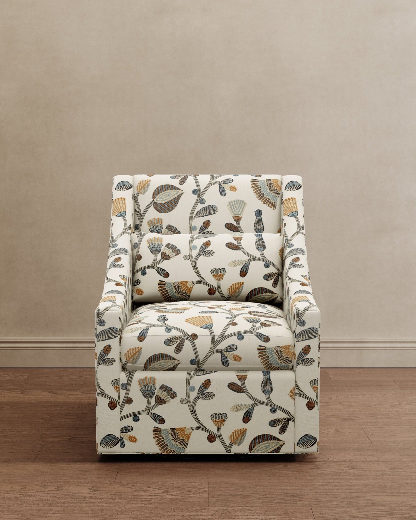 Lotus Lounger Swivel Chair Floral Embroidered - Marble Lotus - Lotus Lounger Swivel Chair Floral Embroidered