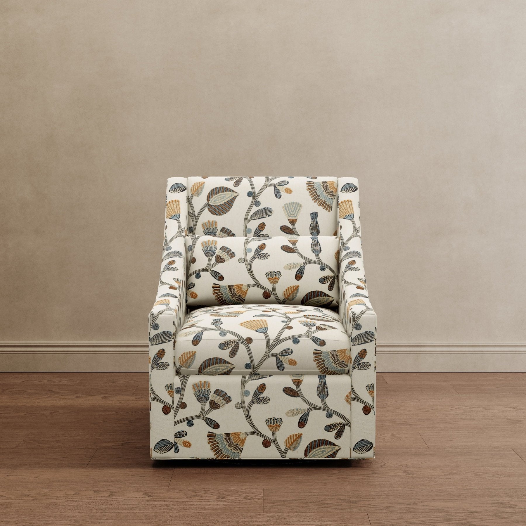 Lotus Lounger Swivel Chair Floral Embroidered - Marble Lotus - Lotus Lounger Swivel Chair Floral Embroidered