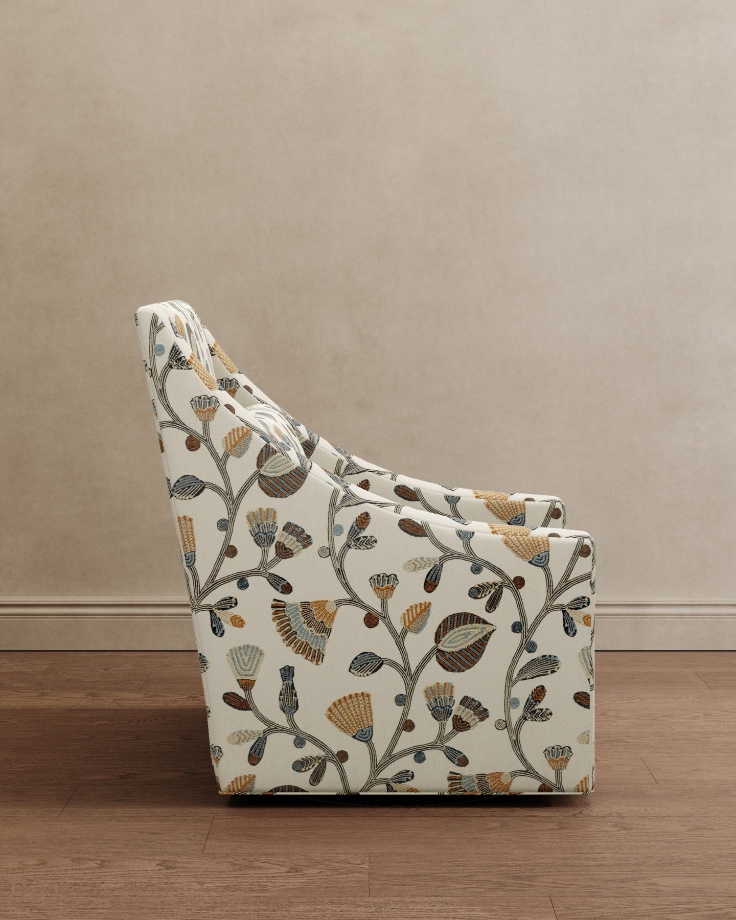 Lotus Lounger Swivel Chair Floral Embroidered - Marble Lotus - Lotus Lounger Swivel Chair Floral Embroidered