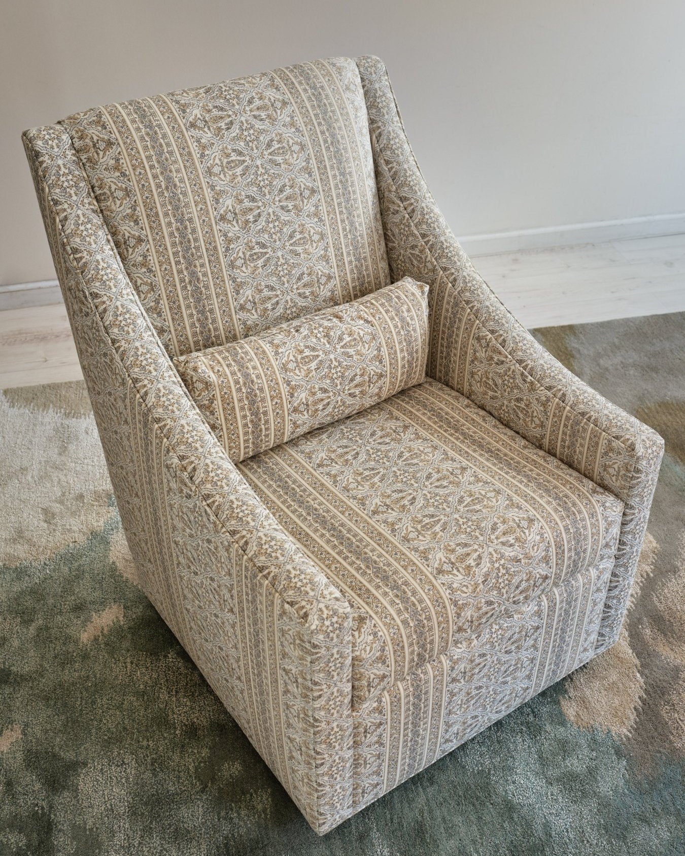 Lotus Lounger Swivel Chair Powder Blue Paisley - Marble Lotus - Lotus Lounger Swivel Chair Powder Blue Paisley