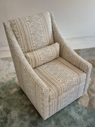 Lotus Lounger Swivel Chair Powder Blue Paisley - Marble Lotus - Lotus Lounger Swivel Chair Powder Blue Paisley