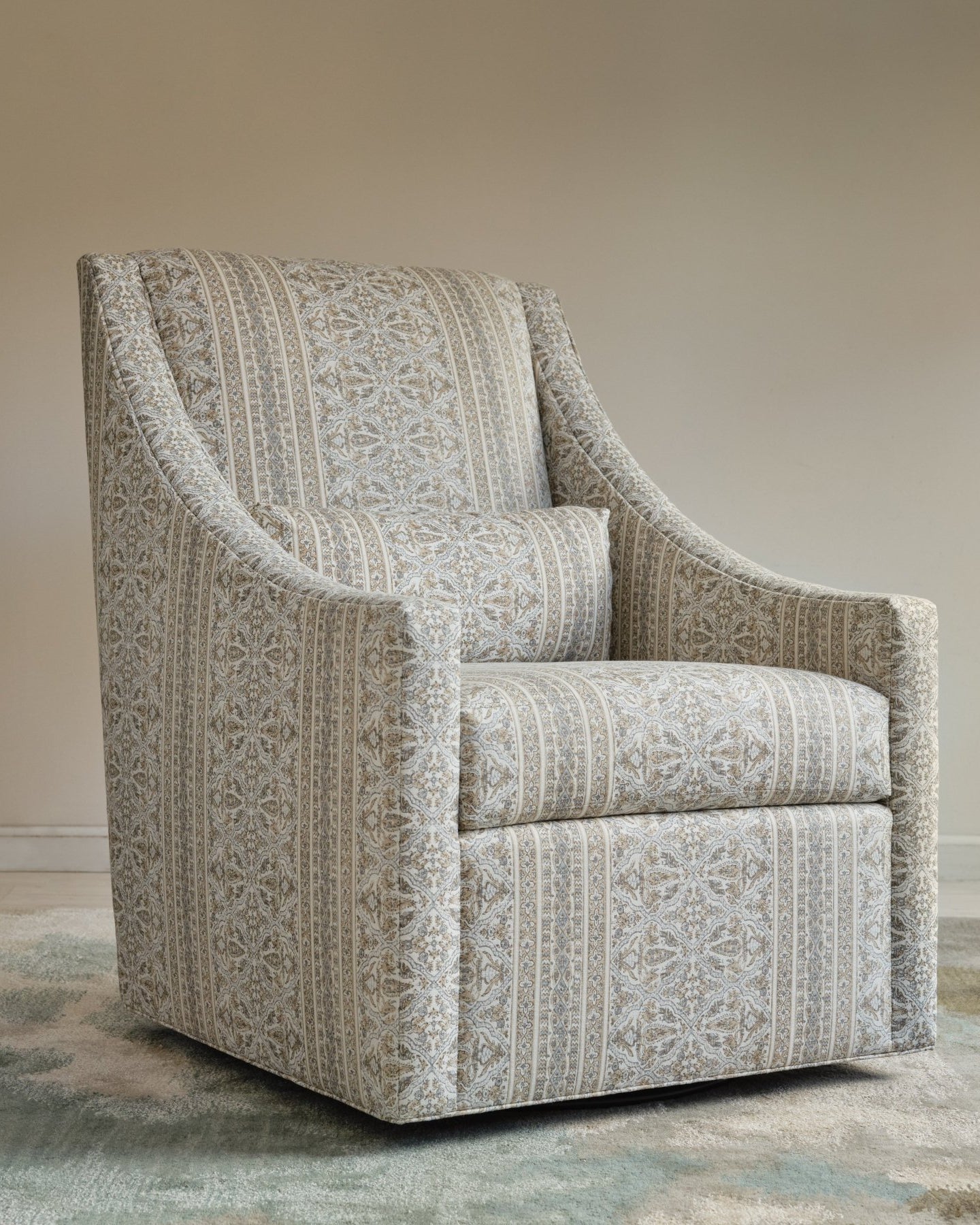 Lotus Lounger Swivel Chair Powder Blue Paisley - Marble Lotus - Lotus Lounger Swivel Chair Powder Blue Paisley
