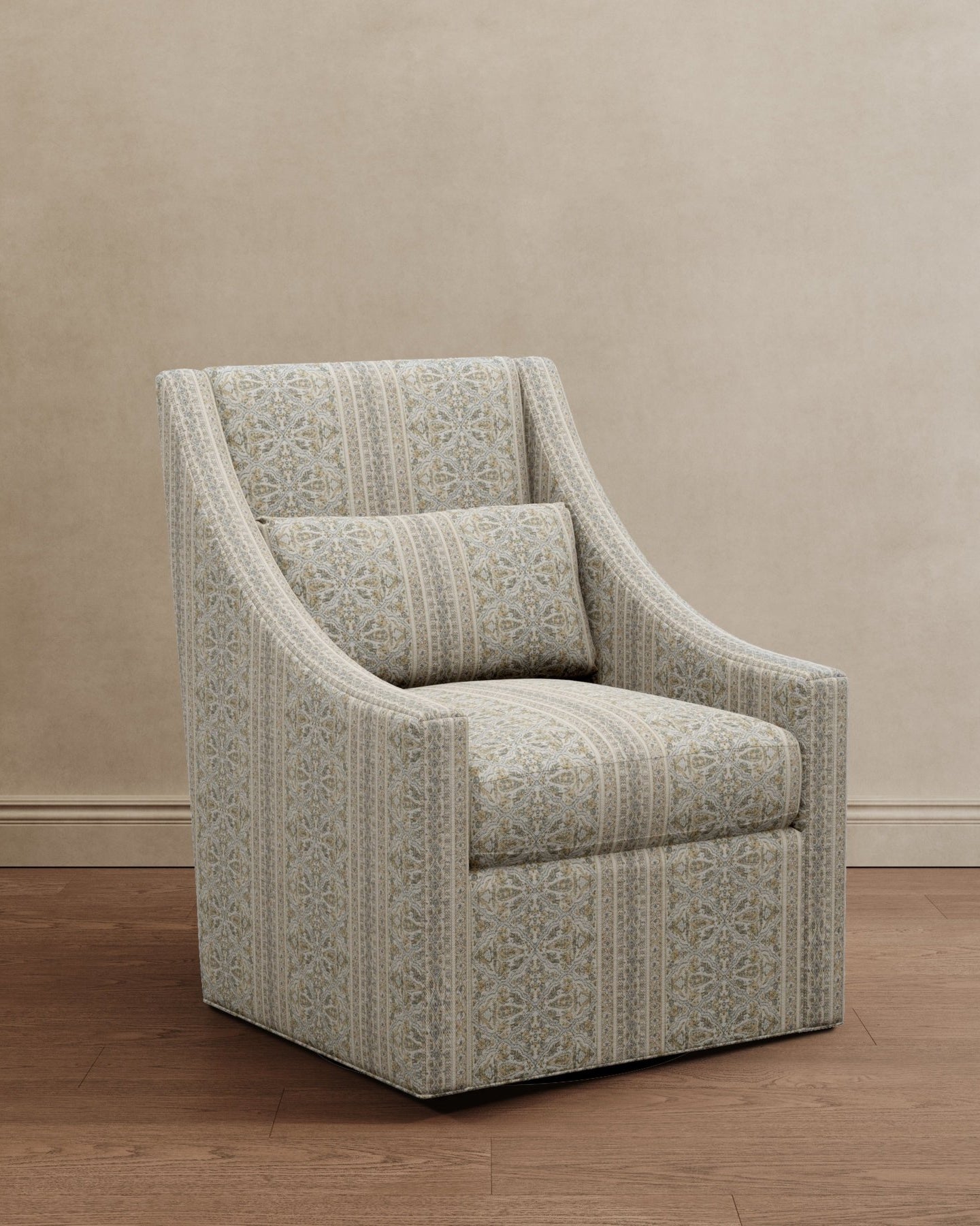 Lotus Lounger Swivel Chair Powder Blue Paisley - Marble Lotus - Lotus Lounger Swivel Chair Powder Blue Paisley