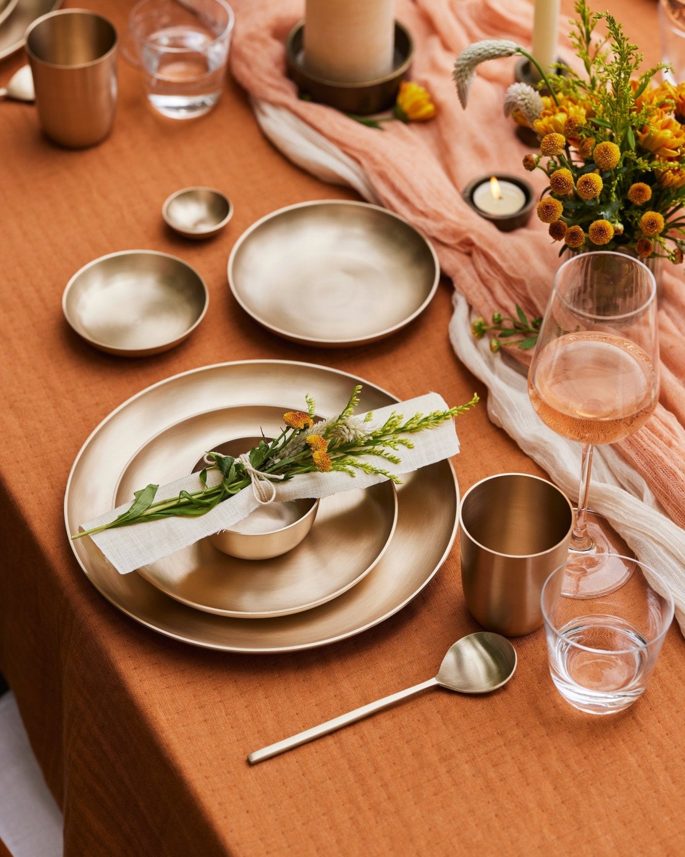 Luxe Kansa Complete Dinner Set - Marble Lotus - Luxe kansa dinner set